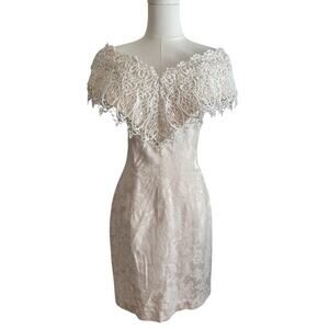 VTG. Jessica McClintock Gunne Sax Dress M Victorian Off Shoulder Feminine 90s